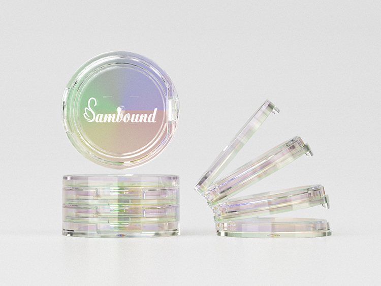 化妆品生产厂家定做电镀幻彩粉饼盒 化妆品生产厂家定做电镀幻彩粉饼盒