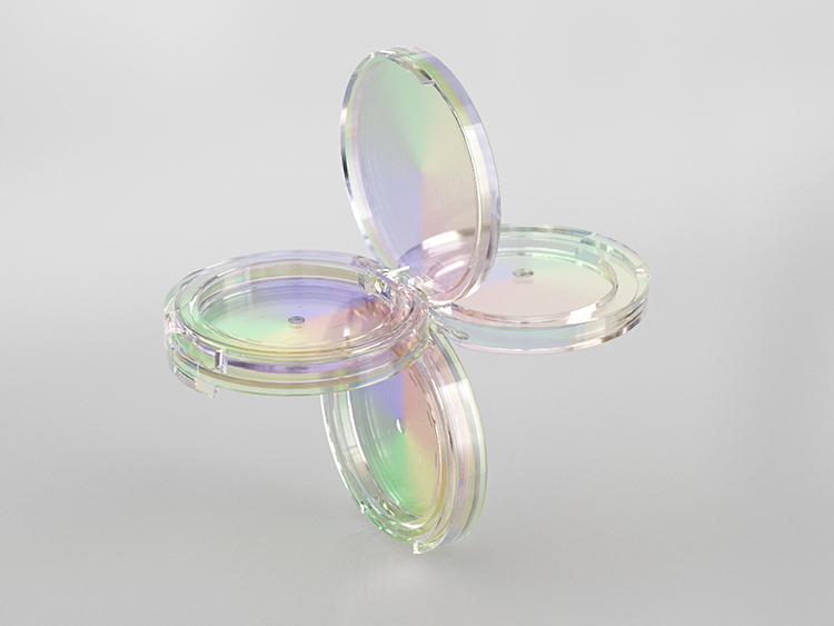 化妆品生产厂家定做电镀幻彩粉饼盒 化妆品生产厂家定做电镀幻彩粉饼盒