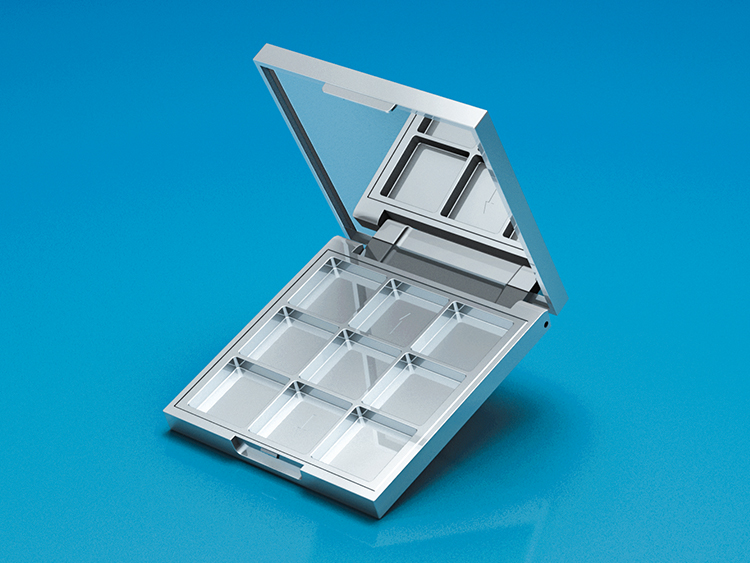 电镀银色空眼影盘注塑加工 电镀银色空眼影盘注塑加工